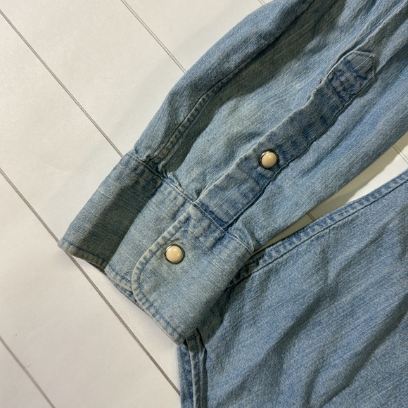 SOLD Bonobos mens M Long slim fit denim pearl snap western style button up shirt - Picture 3 of 5